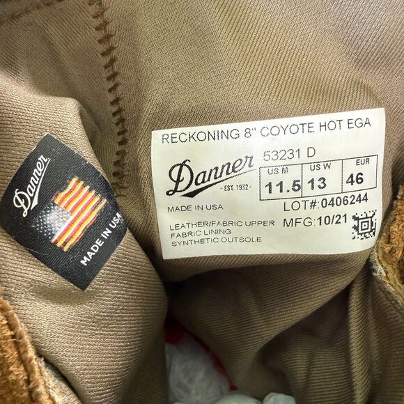 Danner Reckoning 8” Coyote Hot EGA Men’s Military Tactical Boots Size 11.5D main image 10